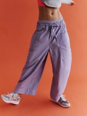 FP Movement by Free People Fresh Start Pants -  Lavender Wide-Leg Drawstring - L